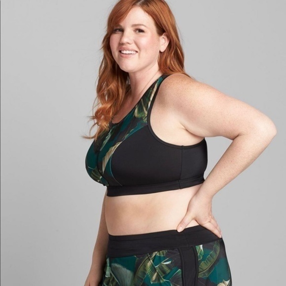 Lane Bryant NWOT No-Wire Racerback Swim Bikini Top Botanical Palm - Picture 4 of 6